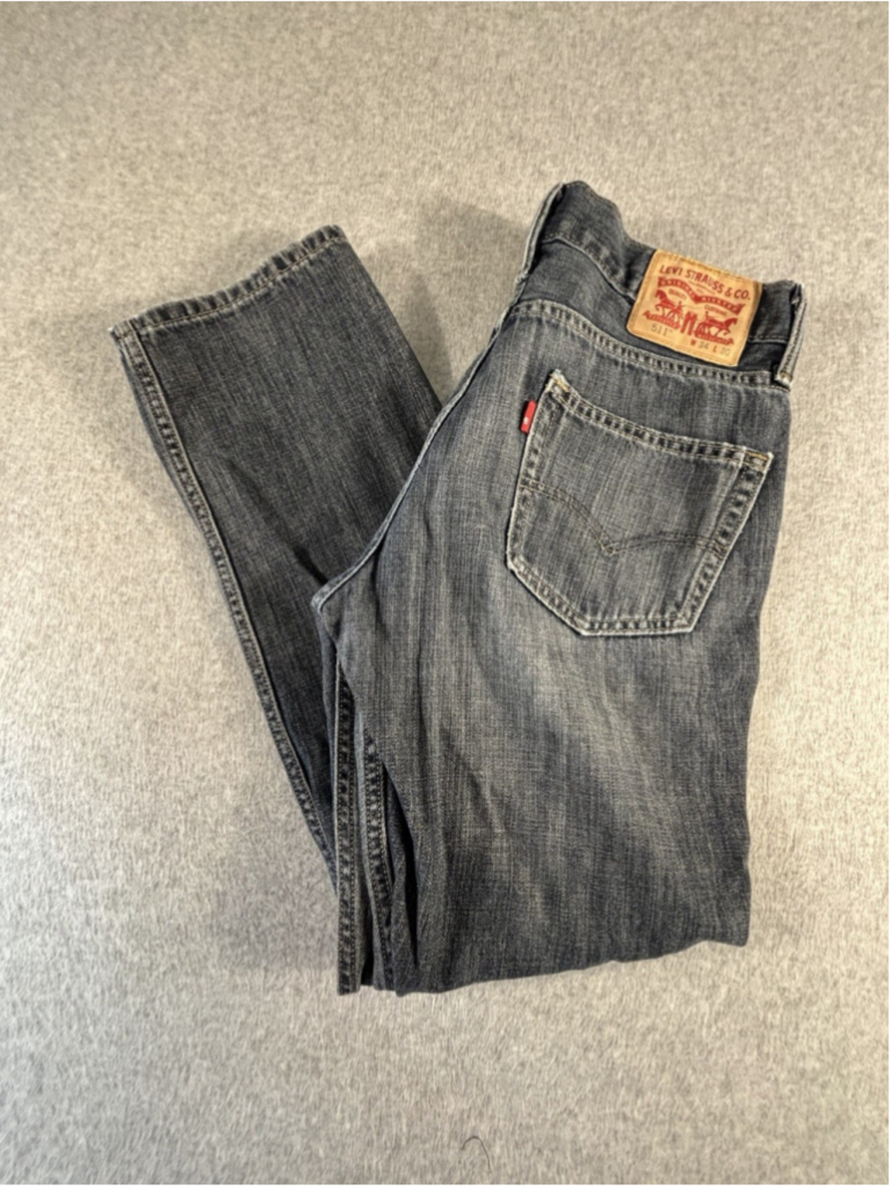 Levi’s 511 Slim Fit Jeans Men’s 34x30 Black Gray Faded Denim Red Tab